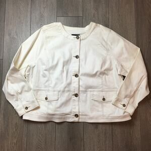 Talbots Plus Women’s Cream White Button-Front Utility Jacket Size 3X